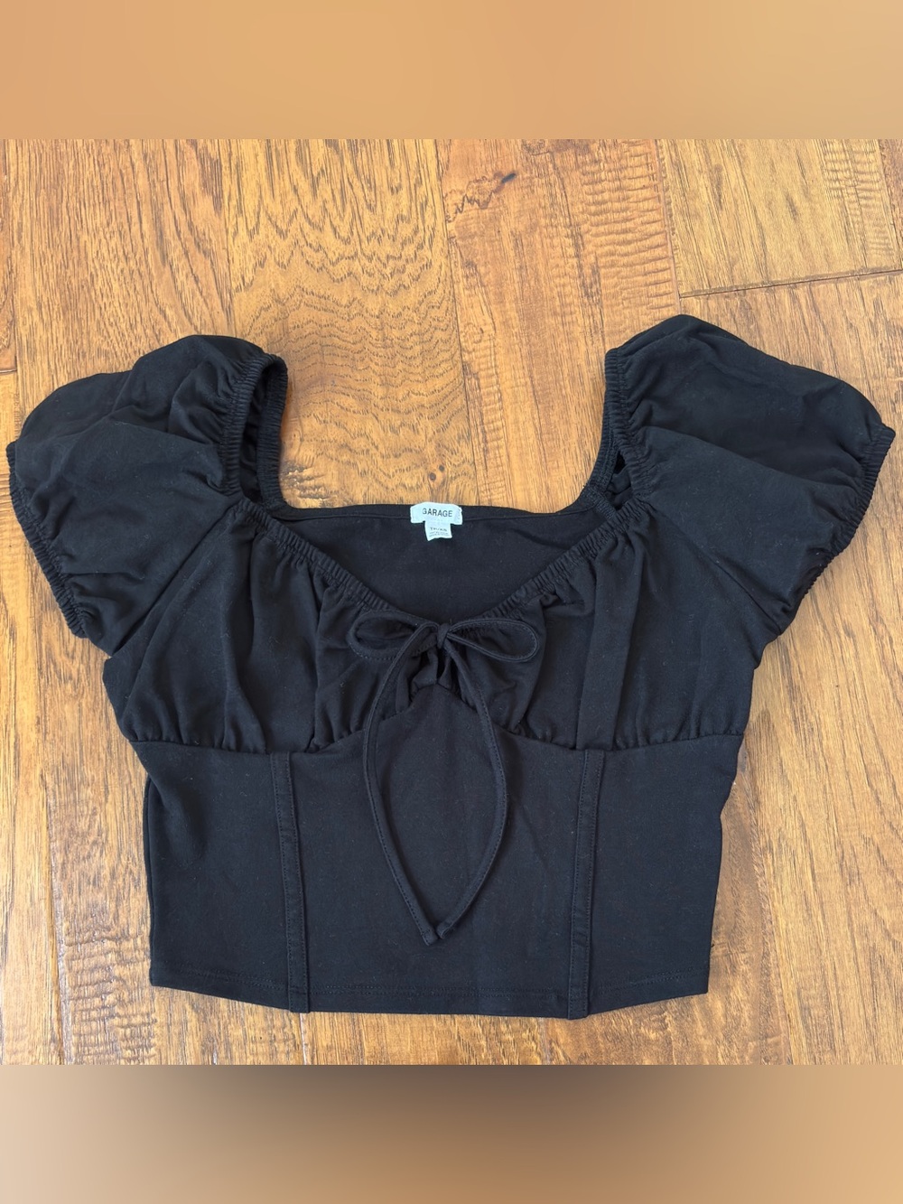 Corset Style Puff-sleeve Sweetheart Neckline tee